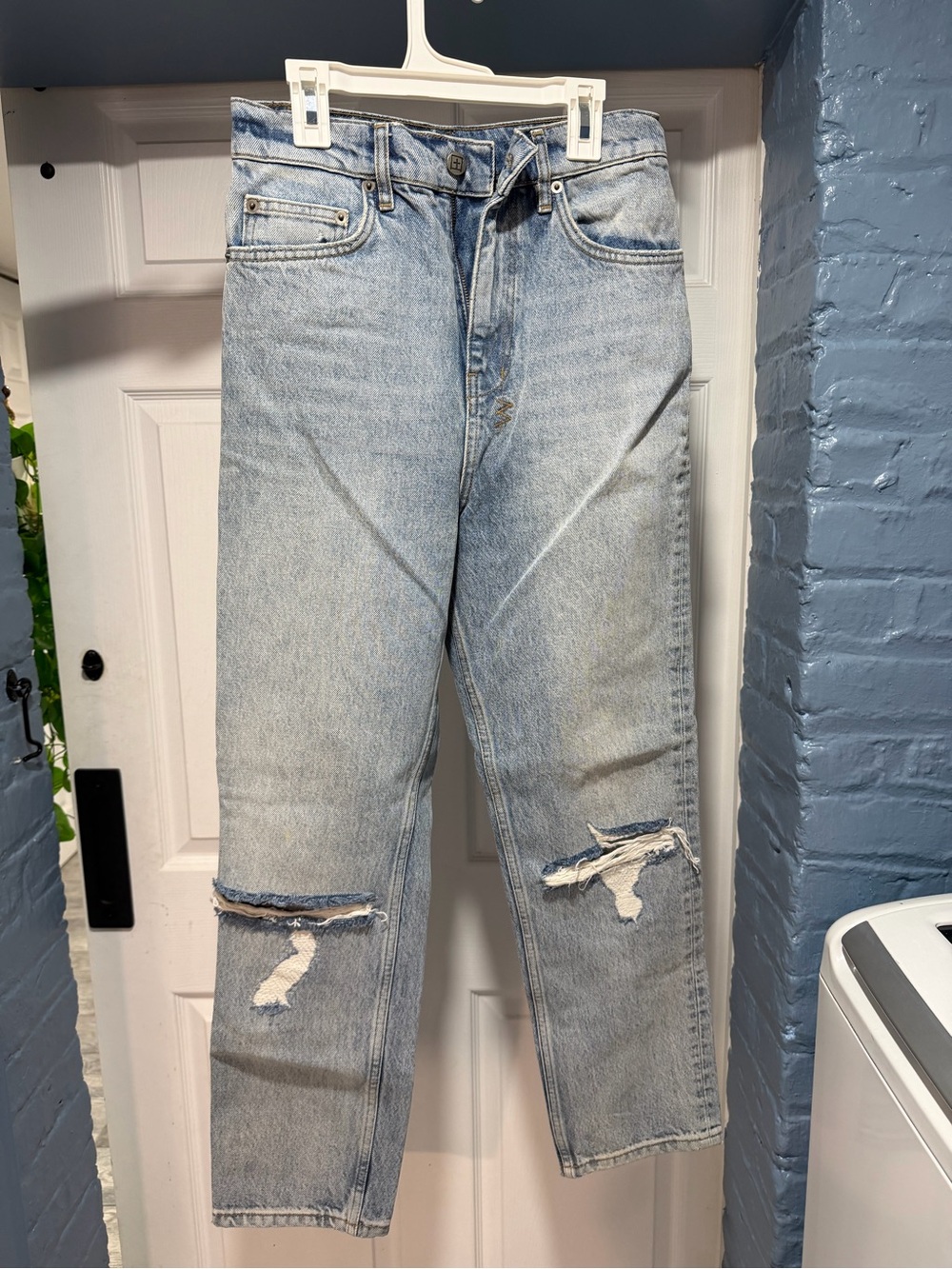 Ksubi Light Blue Distressed Straight Jeans